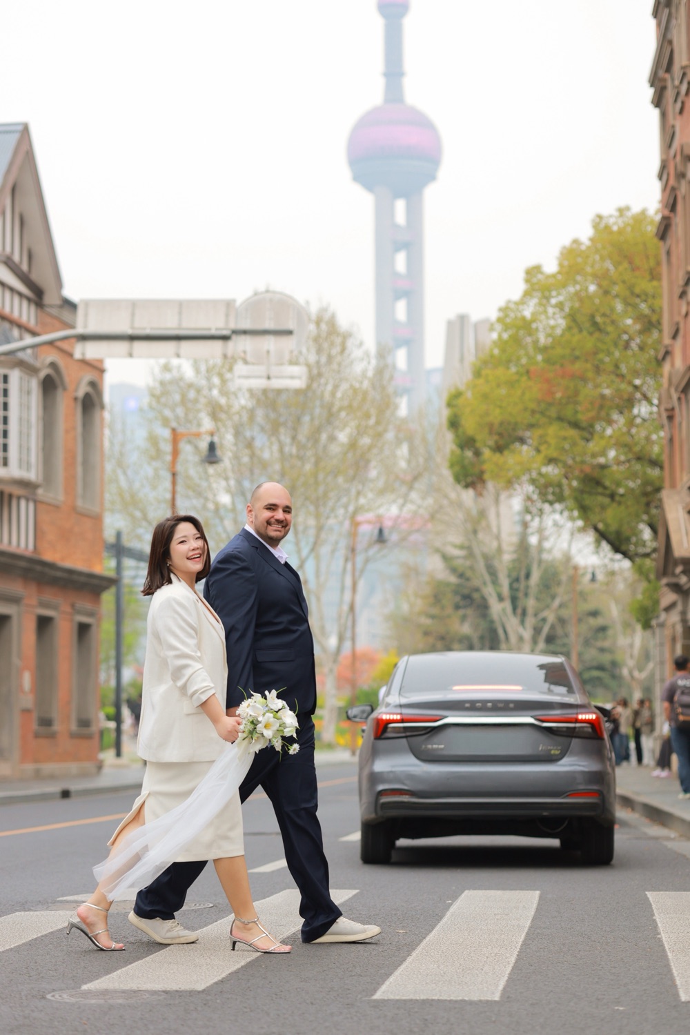 Artemis & Belinda walking together through the city